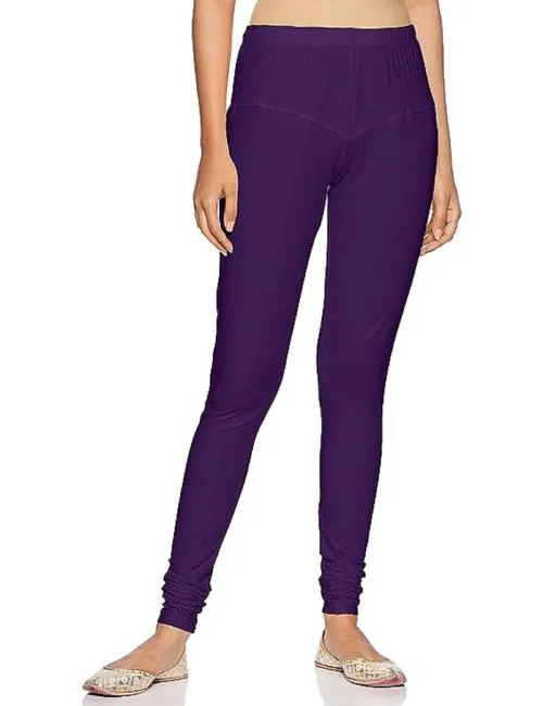 Softline Purple Solid 100% Cotton Leggings