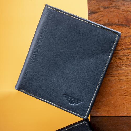 Red Tape Men Navy, Red Leather Two Fold RFID Wallet