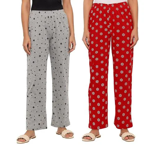 Suman tex Ragini V Women Multicolor Printed Cotton Set Of 2 Night Pants (3Xl)