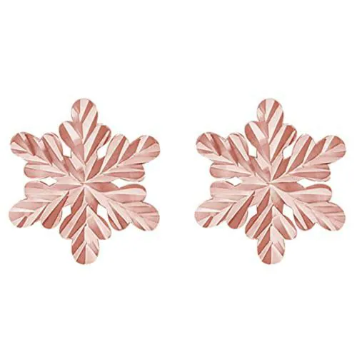 Giva Sterling Silver Rose Gold Snowflake Stud Earrings For Women