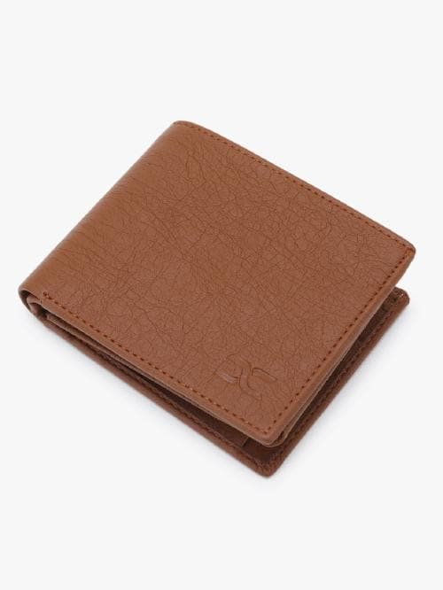 DEZIRE CRAFTS Stylish Bi-Fold, Textured PU Leather, Latest Tan Slim Wallets With Zipper Slide Pockets For Men