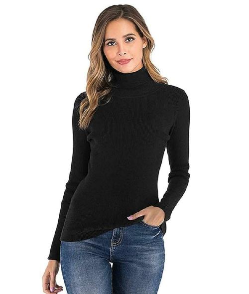 DENIMHOLIC Women's Cotton Turtle Neck Sweater, high Neck Sweaters for Women