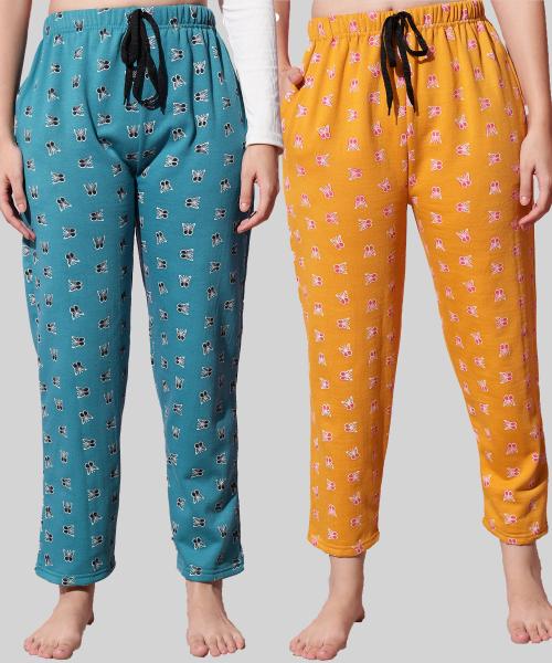 Anixa Women Multicolor7 Cotton Printed Pack of 2 Pyjamas