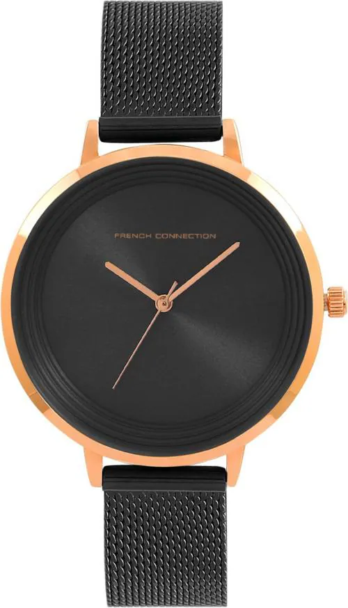 French Connection Analog Black Dial Black Strap Watch For Women
