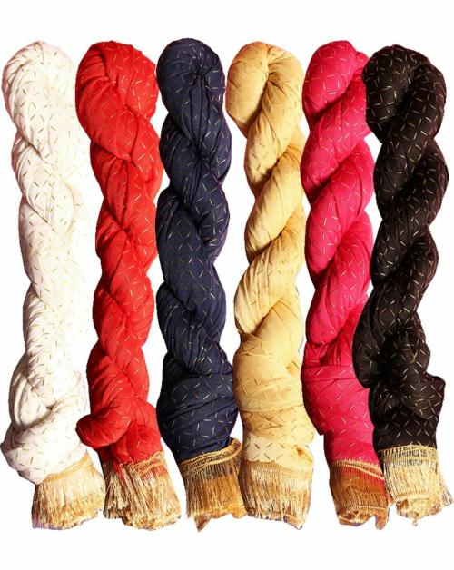 Raj Jyoti Creation Women Multicolor Self Design Pack Of 6 Dupatta