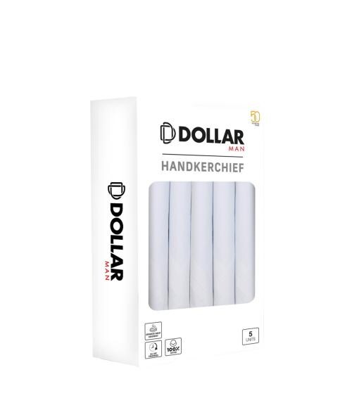 DOLLAR Men's White Solid 100% Cotton Pack of 5 Handkerchiefs