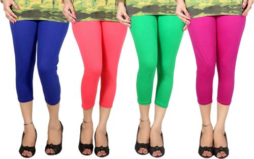 Q-Rious Women Multicolor Solid Pack of 4 Capris