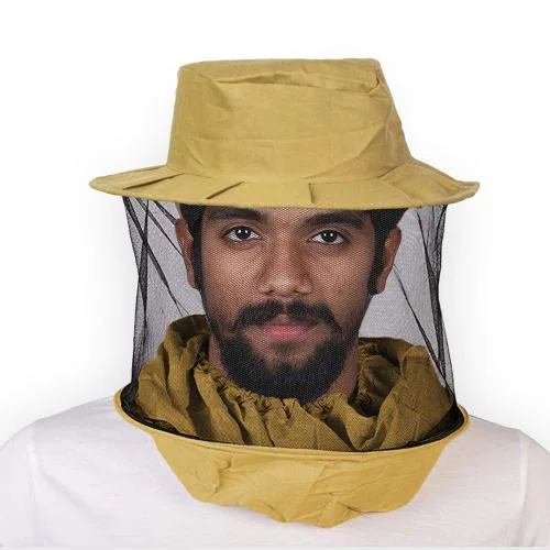 TURRITOPSIS Bee Cap Honeybee Light Brown Cap Bee Veil for The Protection of Face from A Honey Bee Sting (Pack of 1)