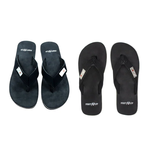FEETNUP slippers for Men | Flip-Flops and House Slippers | flip flop daily use | chappal | Extra Soft, Lightweight, Comfortable & Casual Footwear (black 4001 / BLACK 8001) Size- 10