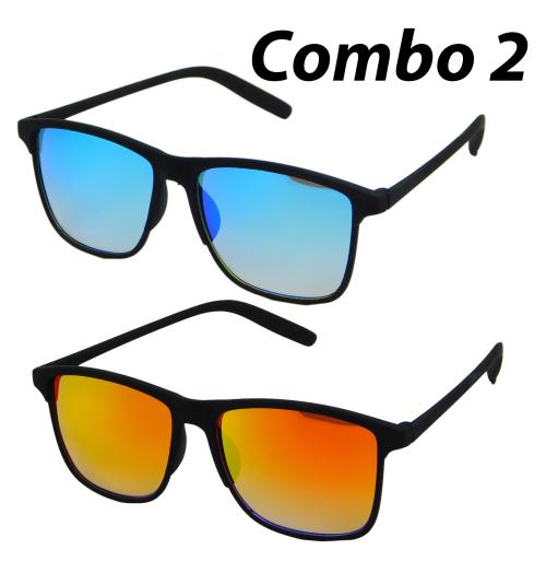 FASHNO Unisex Polycarbonate Lens Polycarbonate Frame Black Color Sunglasses ( Pack Of 2 )