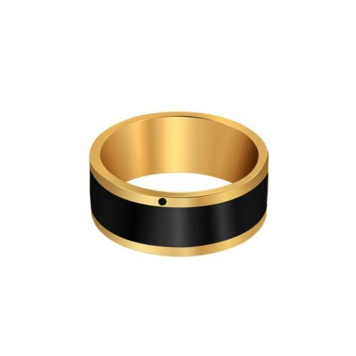 Buy Fashion Frill Stylish Golden Black Ring Stainless Steel Gold Plated