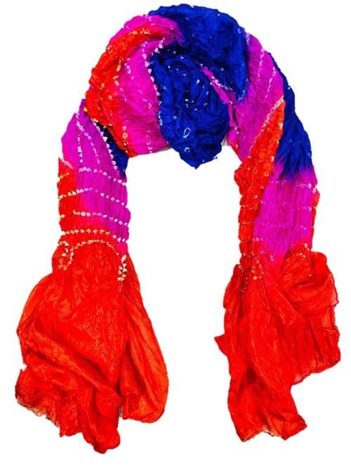 PK HUB Women Multicolor Bandhani Art Silk Bandhej Dupatta - 2.25 m