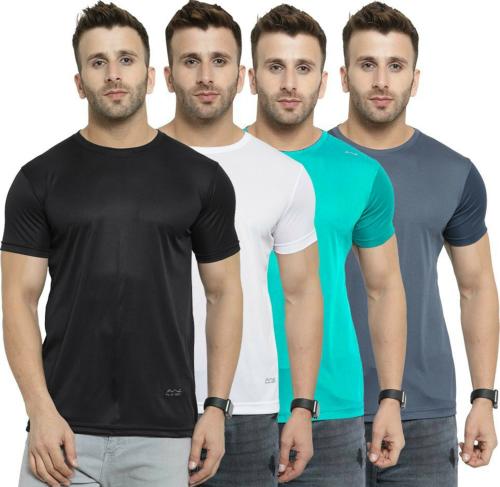ALL WEATHER GEAR Pack of 4 Solid Men Round Neck Multicolor T-Shirt