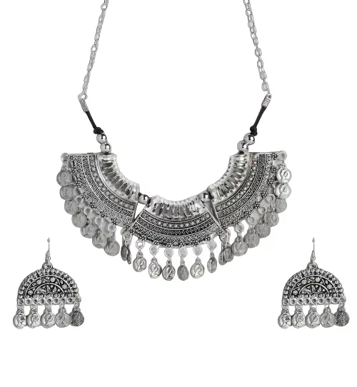 Griffin Latest Oxidised Necklace & Earring Jewellery Set For Girls & Woman