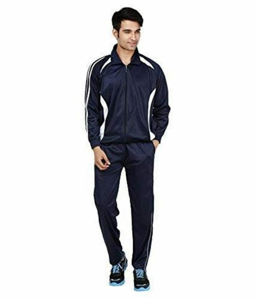 KaWam Self Design Solid Blue Adult Men Track Suit, size 46