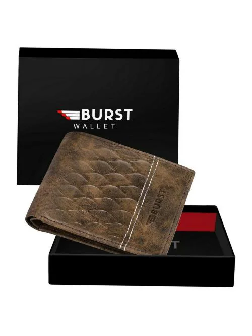 BURST Men Stylish Brown Embbossed Design Artificial Leather Wallet For Men-BU11