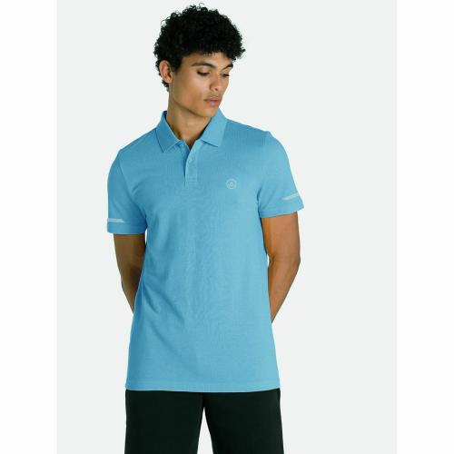 Rad Prix Men Basic Light Blue Polyester Polo T-shirt
