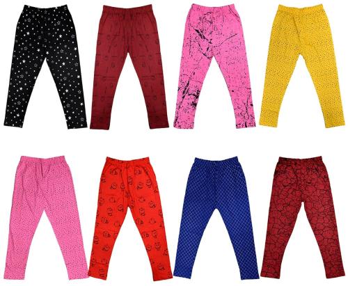 IndiWeaves Girls Cotton Printed Capri 3/4th Pants (Pack of 8)