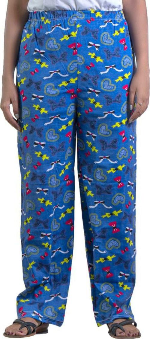 WON NOW Women Blue Printed Cotton Pyjama - XL