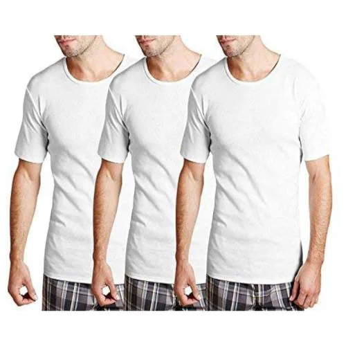Buy Neoteric Men's Cotton Vest Half Sleeve (3, 100 cm) White Online at