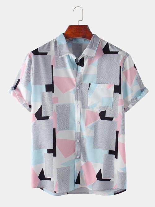 UPPERS Men Multicolor Solid Cotton Blend Casual Shirt (L)