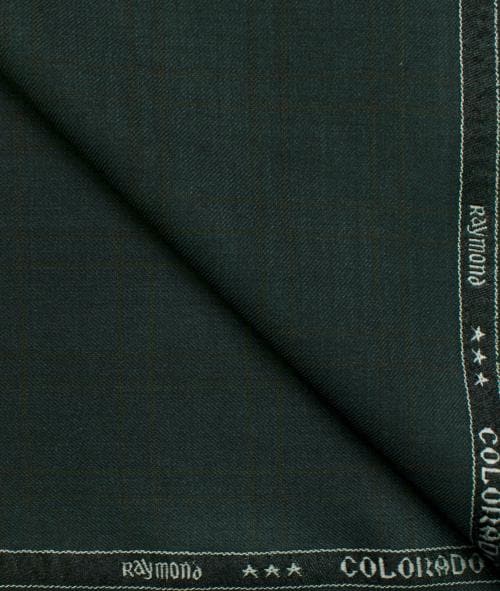 Raymond Men Green Checks Polyester Viscose Blend 1.25 Meter Trouser Fabric