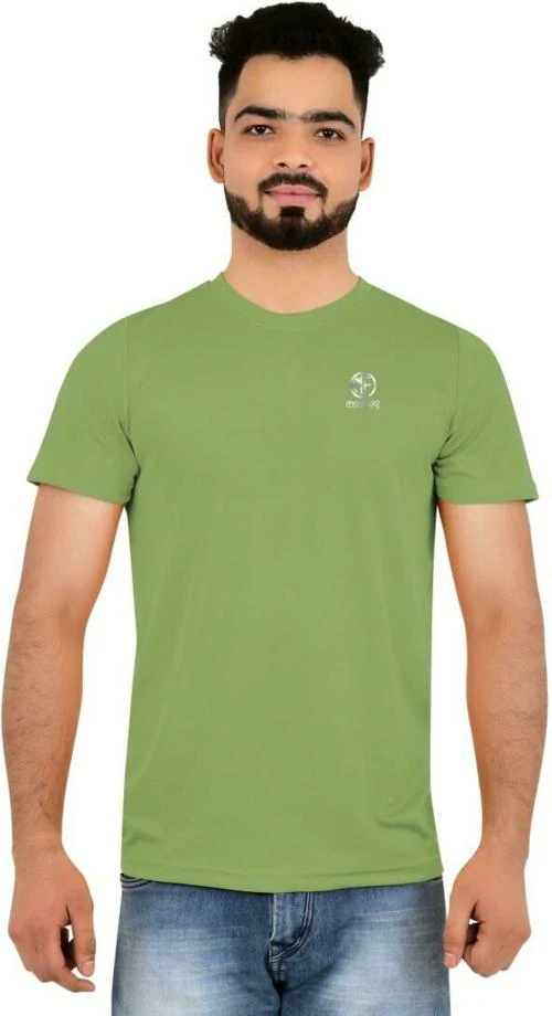MADFROG Men Pista Green Solid Polyester Round Neck Tshirt (S)