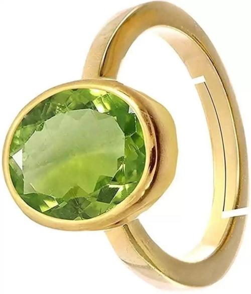 Chopra Gems & Jewellery Gold Plated Brass Natural Green Peridot Ring (Men, Women, Girls and Boys) - Free Size