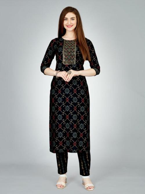 NEED Printed Cotton Straight Kurtis for Women Fancy Kurti for Girls, Regular, Office, College Wear Kurta for Ladies (Kurti & Pant set of 1) (SIZE S)