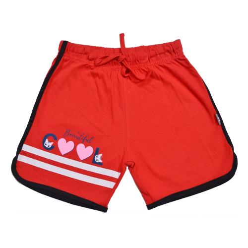 KARIBY Girls' Fancy Cotton Hot Pants/Short Pants (Red) (5 TO 6 YR)