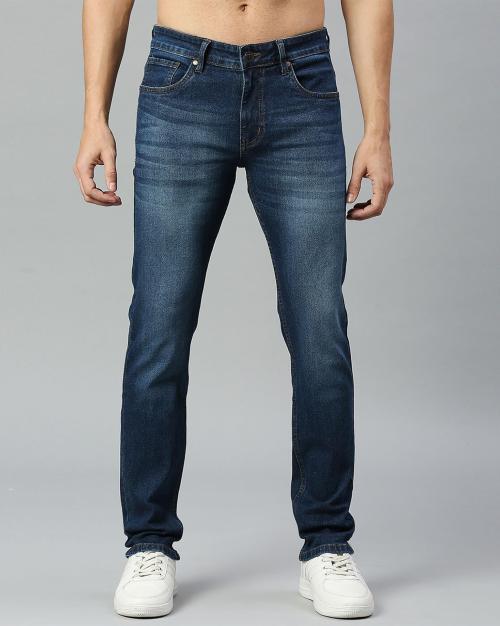 Thomas Scott Men Aqua Cotton, Polyester, Elastane Mid-Rise Skinny Jeans (30)