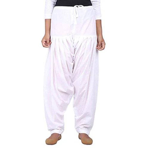 Anaro White Cotton Patiala Salwar Pant For Women