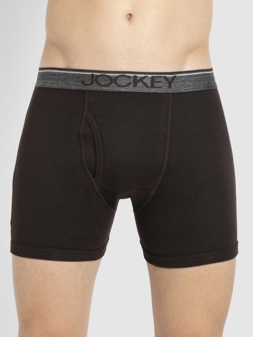 Jockey 8009 Men's Brown Solid Cotton Boxer Briefs