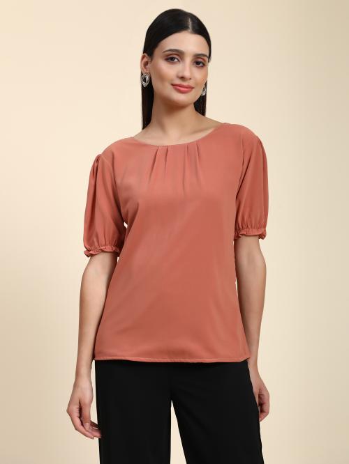 ZARIMO Women's Peach Solid Rayon Long Tank Top