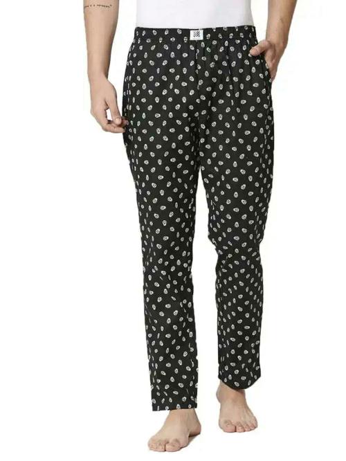Manaca Men Black Printed Cotton Pyjamas