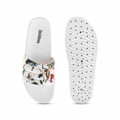 Stelatoes Women White Printed FlatForm