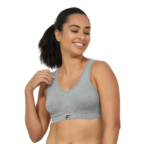 ENVIE Women's Molded Cotton Sports Bra/Full Coverage, Non-Padded, Non-Wired, T-Shirt Type Bra/Workout/Yoga Ladies Inner Wear Daily Use Sports Bra - Grey (XL)