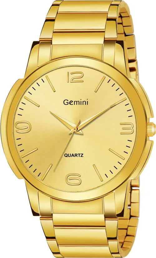 Gemini Analog Gold Dial Gold Strap Watch For Men (JMD 2257)