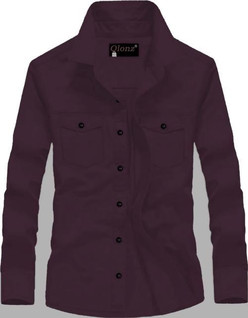 Qlonz Store Double pocket Shirt Men Regular Fit Solid Spread Collar Casual Shirt