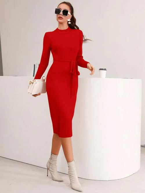 Eyecliq Women Red Bodycon Maxi Dress