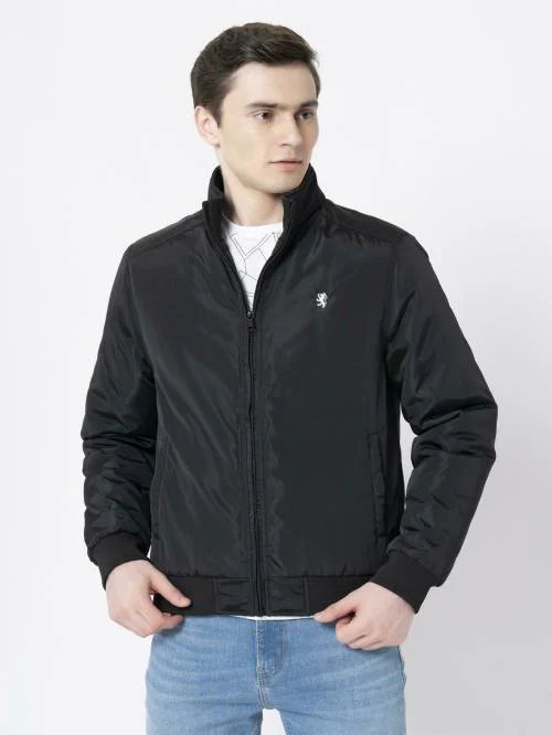 Red Tape Men's Black Solid Jacket