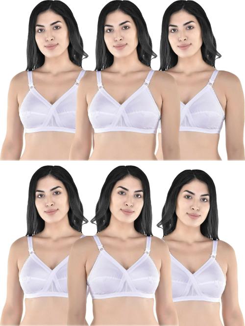 Buy Zivosis Women White Cotton Blend Pack Of 6 Full Coverage Non Padded Bra  (36C) Online at Best Prices in India - JioMart.