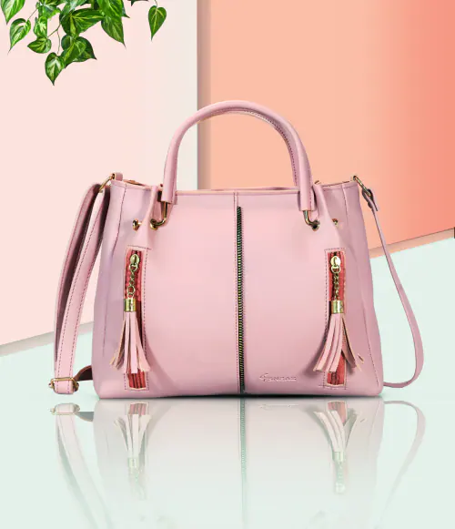 SNEAZ Trendy Small Sling Bags for Women, Stylish Handbag with Zipper and Tassels, Faux Leather ladies Crossbody Purse Travel Shoulder Strap, Peach (SNZ-B-067020)