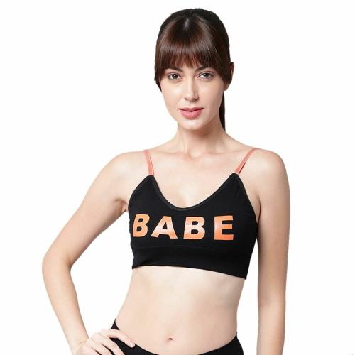 PrettyCat Black Printed Cotton Blend Bralette For Women (PC-BR-6067)