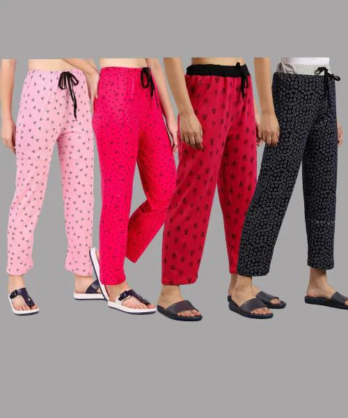 Christy World Women Multicolor Printed Pack of 4 Pyjamas