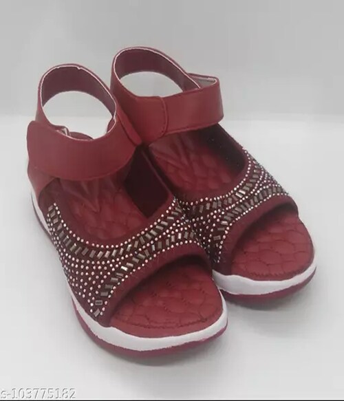Kiddieland Fashionate Girls Kids Platform Flat Sandals Feel warm in winter in that's slippers-7-7.5Y-Red