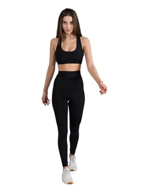 Effigy onlinehub Women's Sports Bra Yoga Pants Stretchable Bra and Leggings 28 to 34 Inch size Black color