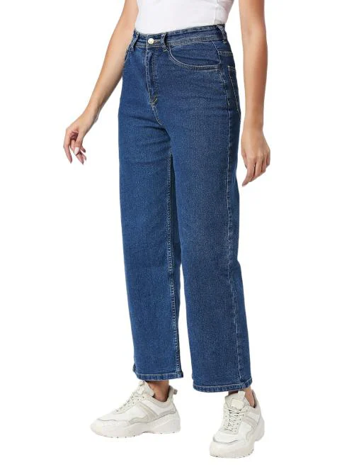 CEFALU Women's Boyfriend Baggy Jeans High Waist Wide Leg Straight Denim Pants with Pockets