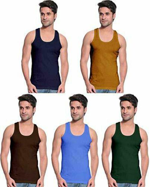 Crazyon Men Solid Pack Of 5 Vest (XXXL)