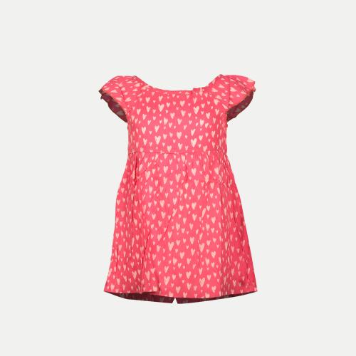 Rad Prix Girls Pink All-over Heart Printed Cotton Dress